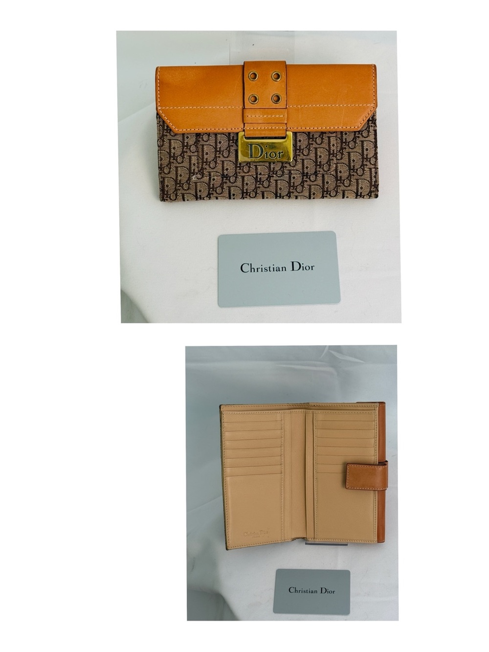 Dior Orange Trim and Brown Dior Oblique Continental Wallet